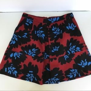 J Crew A line floral skirt size 6 red